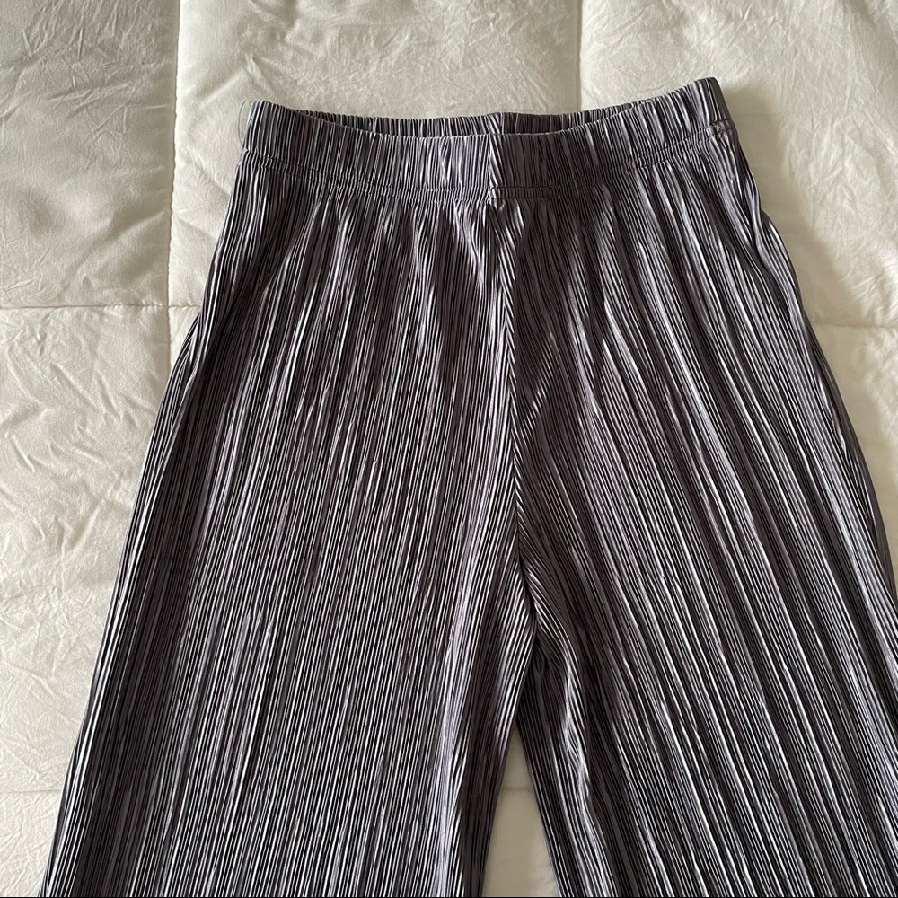 Metallic cropped wide leg pants